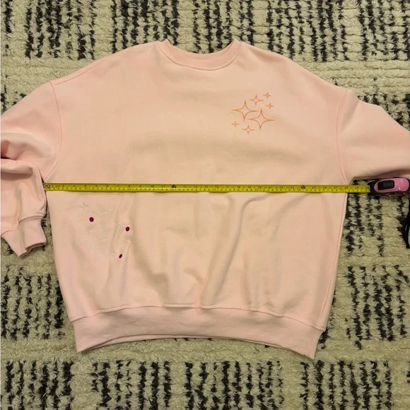 Pink Graphic Sweatshirt with Multicolor Stitching Detail - Picture 8 of 11